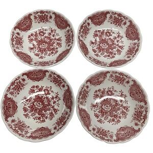 Vintage 1960s Ridgway Staffordshire  Windsor Pink Pattern Dessert Bowl Set 6.25"